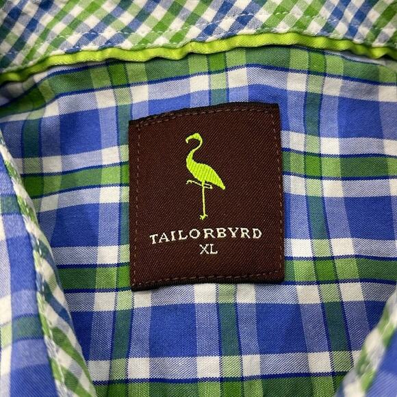 Men's Tailorbyrd Green/Blue Pinstripe Button Down Shirt Size XL - Picture 4 of 5